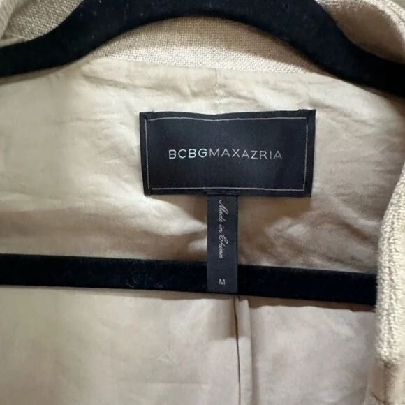 BCBGMaxAzria beige Arelia zip waist canvas coat size M - Picture 6 of 7